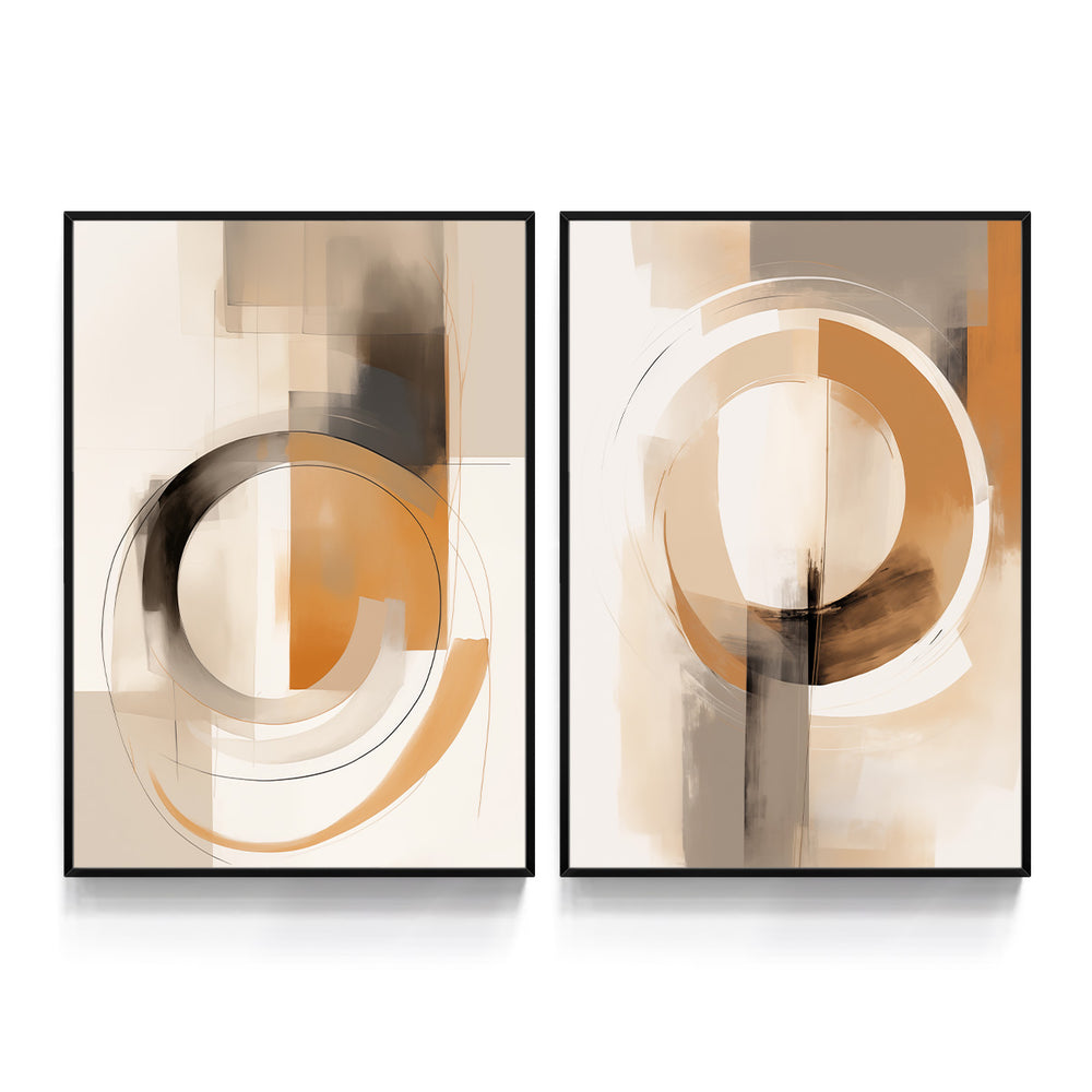 Composição de Quadros Abstrato Bege Cores Neutras