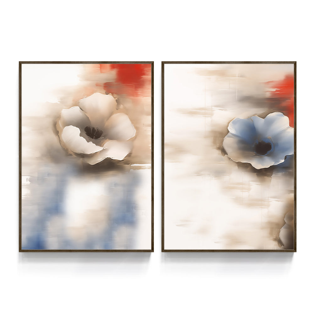 Composição de Quadros Floral Imita Pintura Abstrata