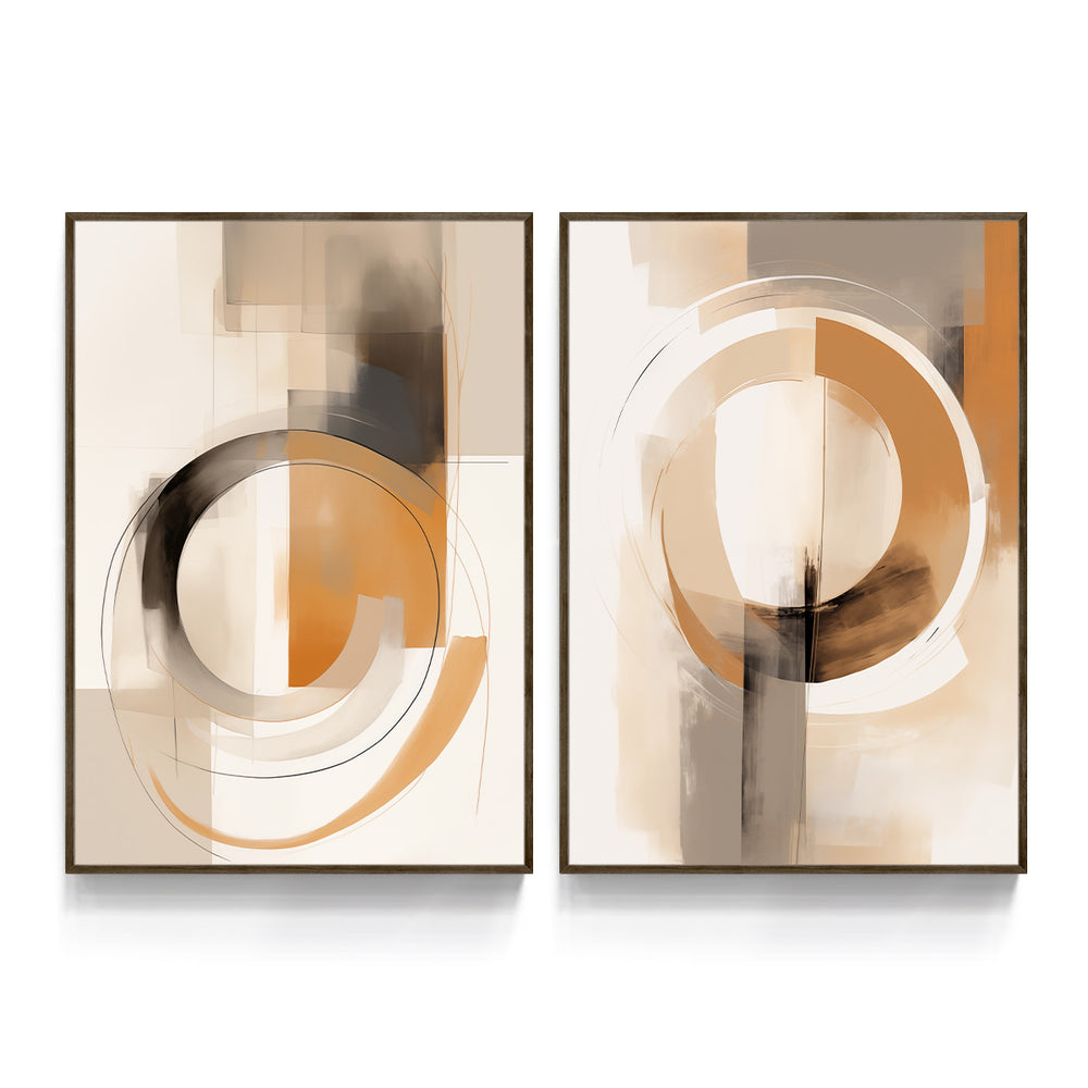 Composição de Quadros Abstrato Bege Cores Neutras