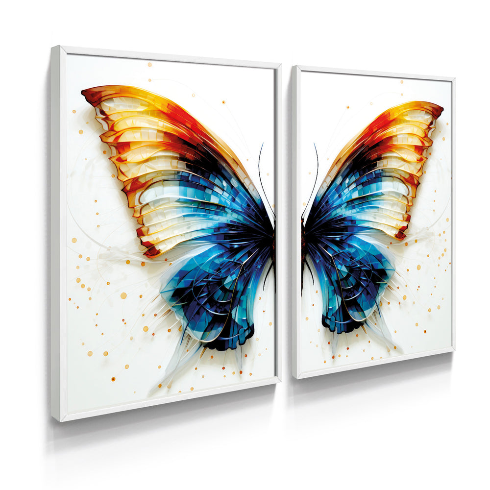 Composição De Quadros Borboleta Azul e Amarelo