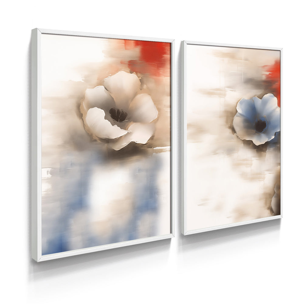 Composição de Quadros Floral Imita Pintura Abstrata