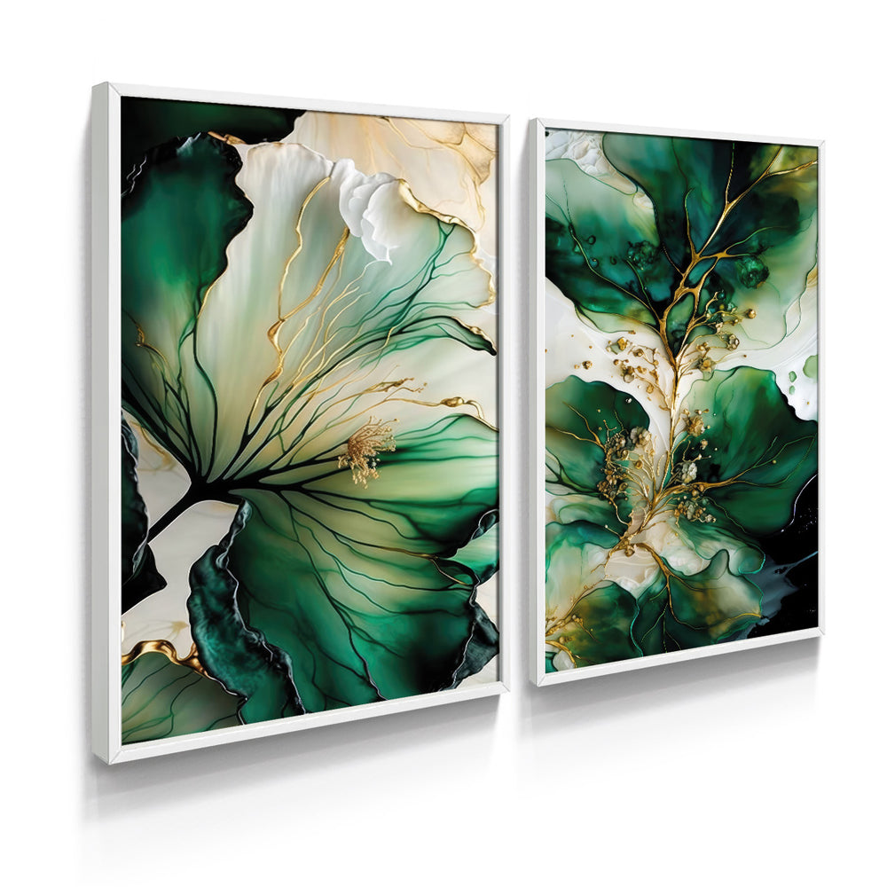 Composição de Quadros Abstrato Mármore Verde Imperial