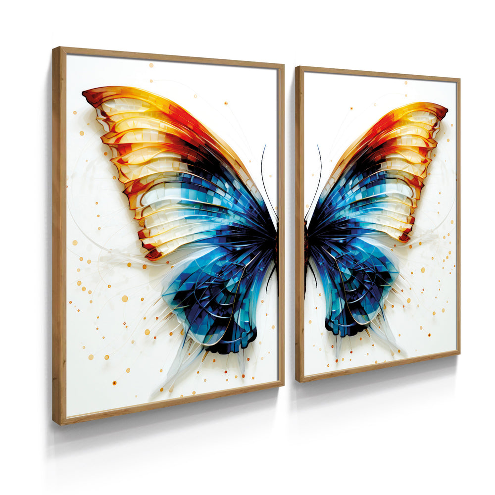 Composição De Quadros Borboleta Azul e Amarelo