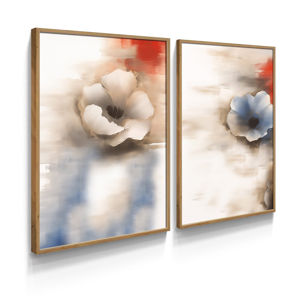 Composição de Quadros Floral Imita Pintura Abstrata