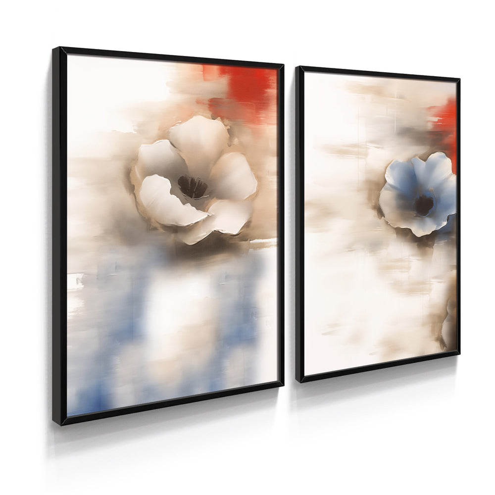 Composição de Quadros Floral Imita Pintura Abstrata
