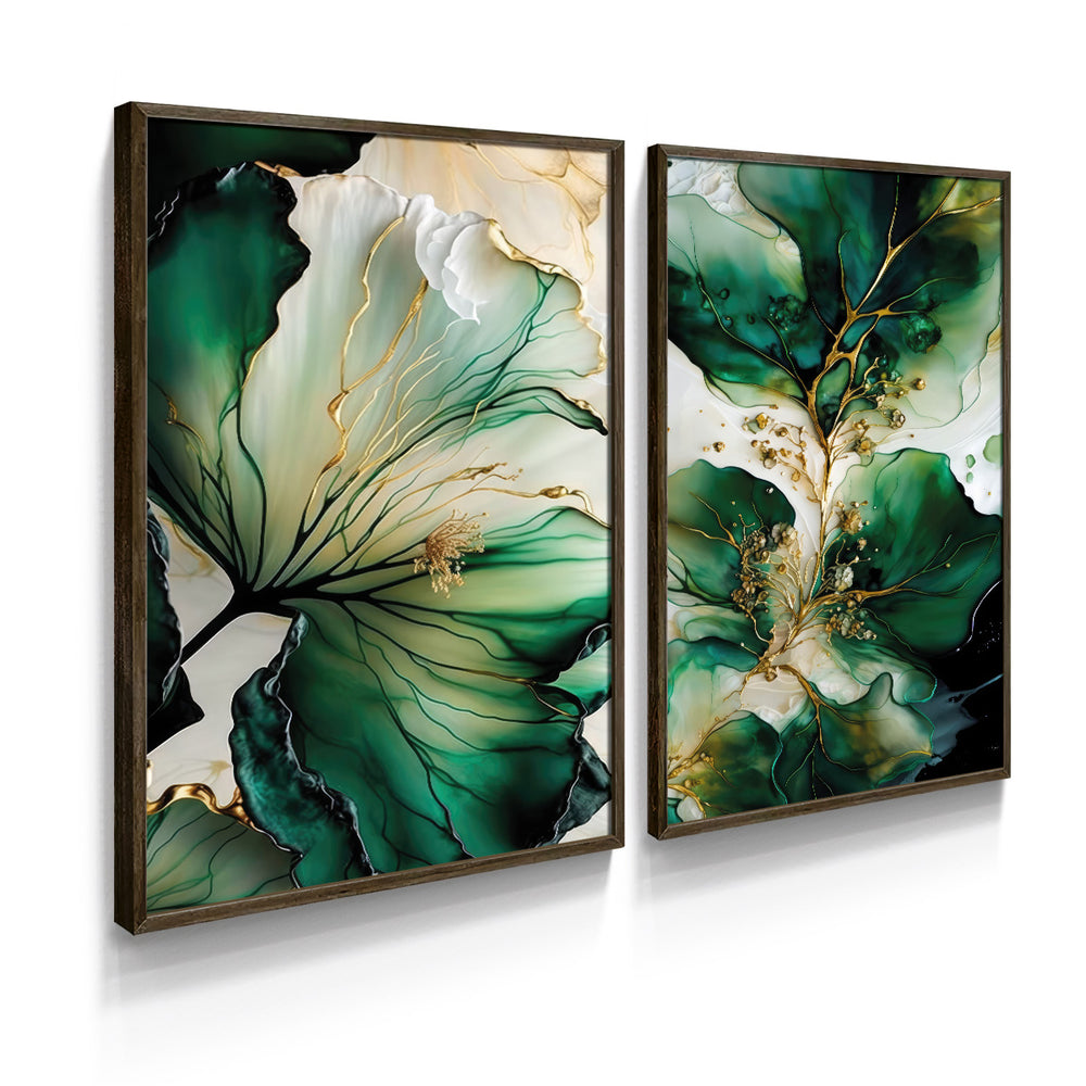 Composição de Quadros Abstrato Mármore Verde Imperial