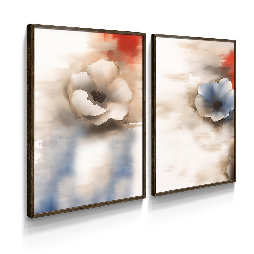 Composição de Quadros Floral Imita Pintura Abstrata