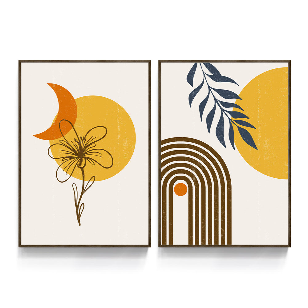 Composição de Quadros Floral Terracota e Luar