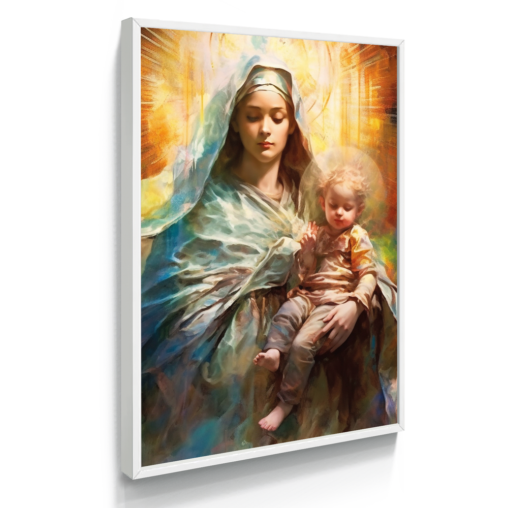 Quadro Religioso Virgem Maria e Jesus