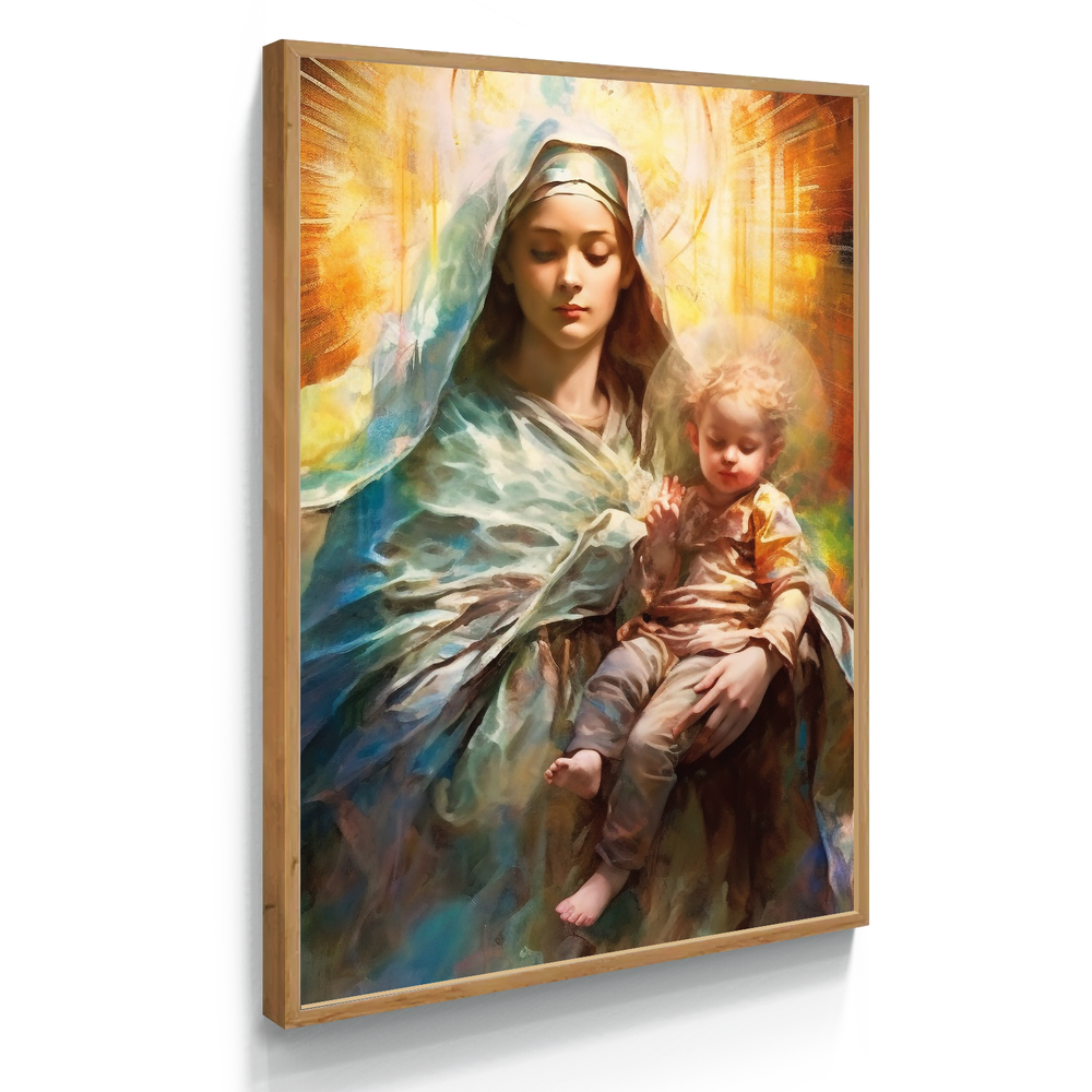 Quadro Religioso Virgem Maria e Jesus