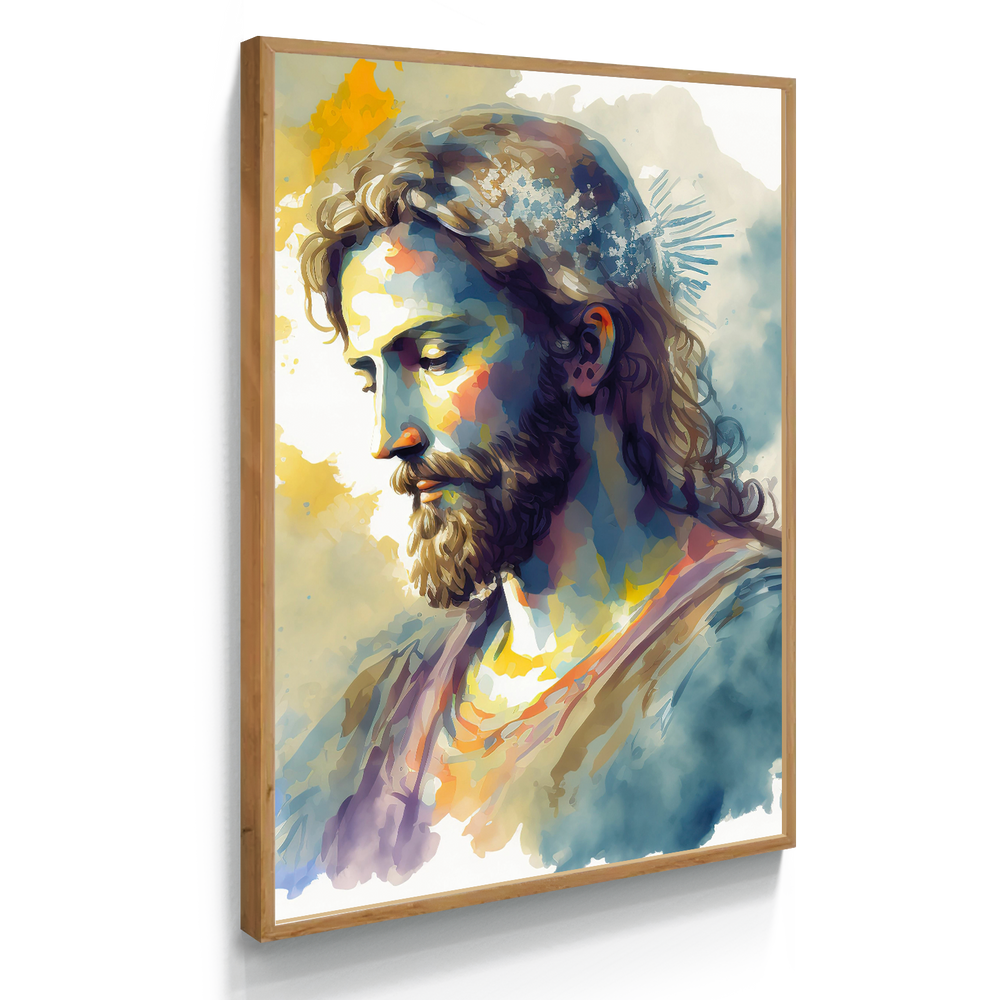 Quadro Individual Relioso Jesus Cristo Aquarela