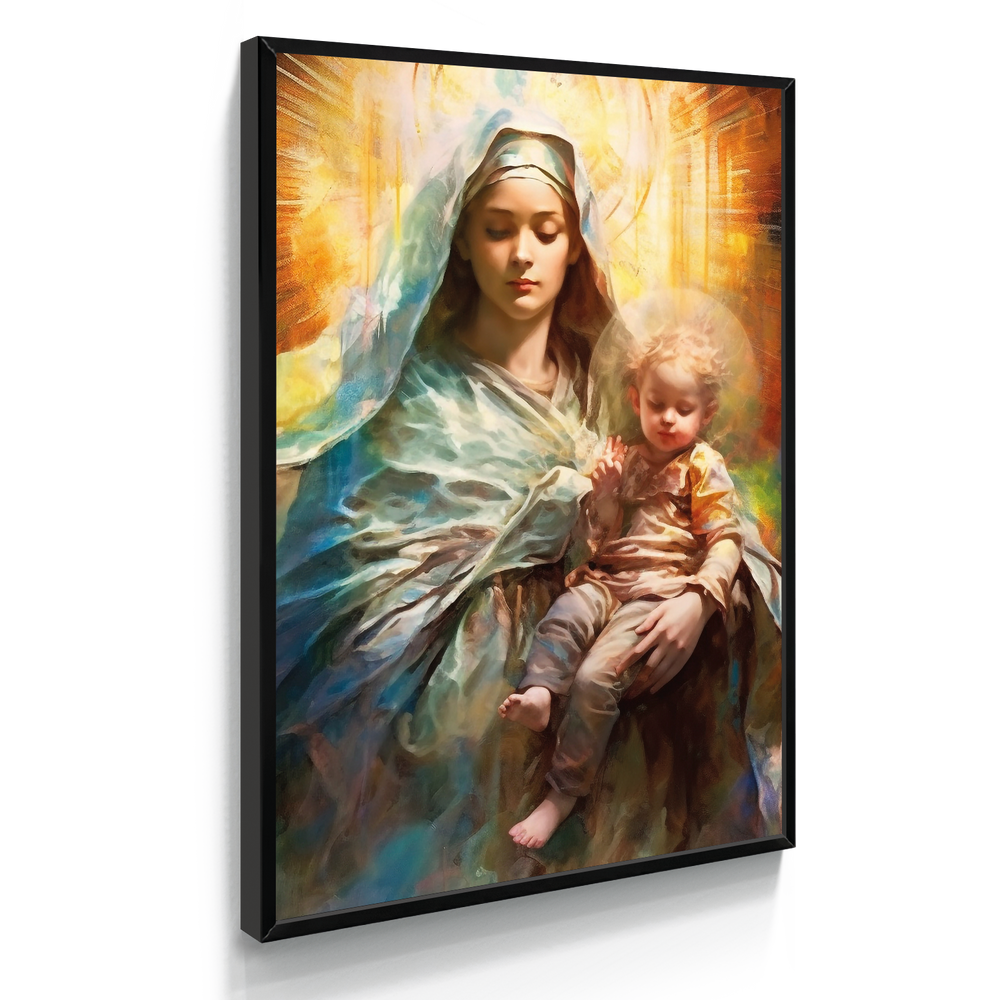 Quadro Religioso Virgem Maria e Jesus