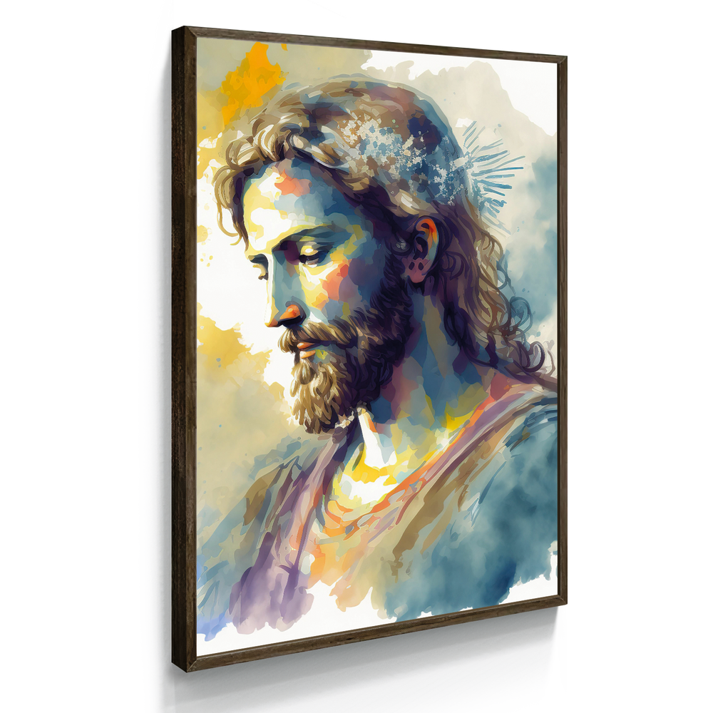 Quadro Individual Relioso Jesus Cristo Aquarela