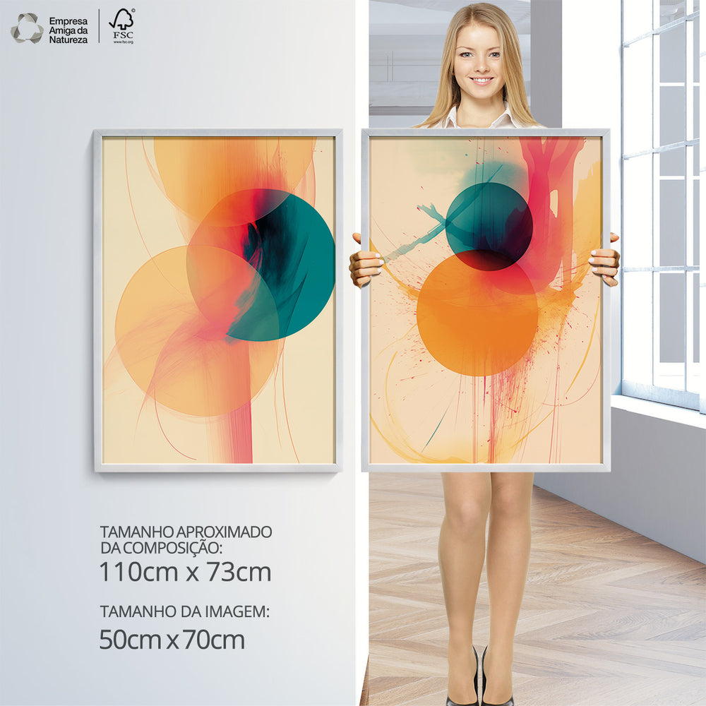 Composição de Quadros Geométricos Abstrato Moderno