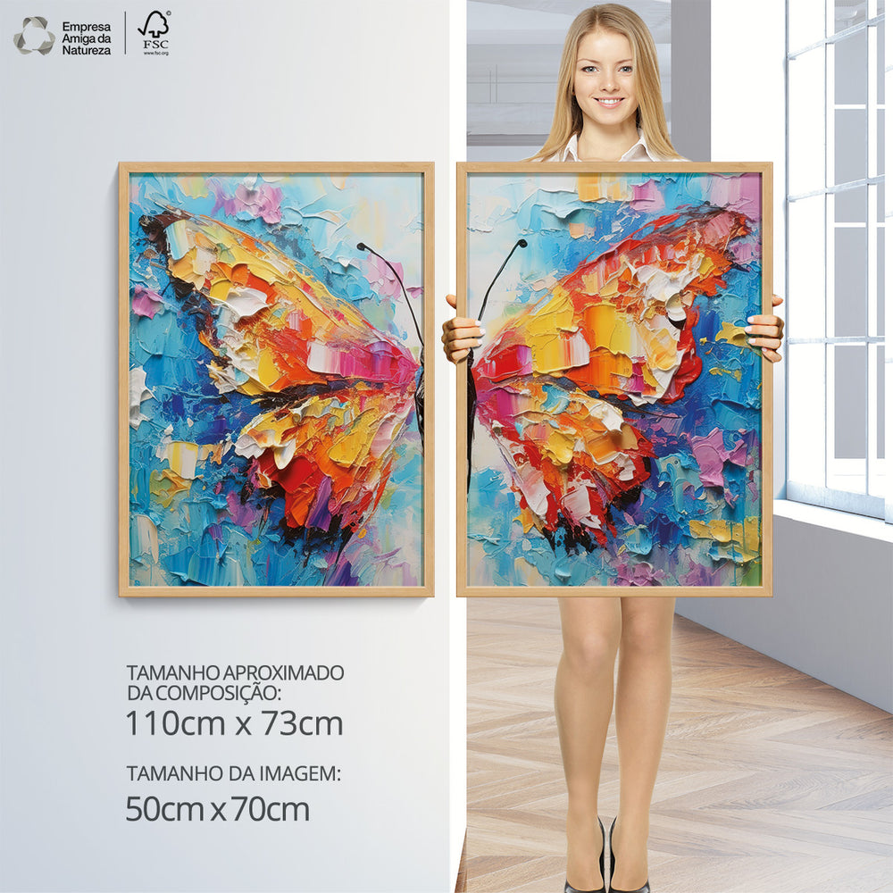 Composição de Quadros Borboleta Colorida Abstrata