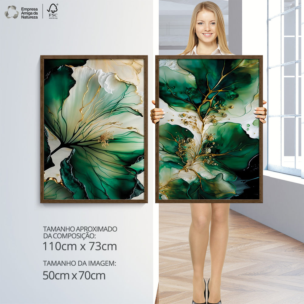 Composição de Quadros Abstrato Mármore Verde Imperial