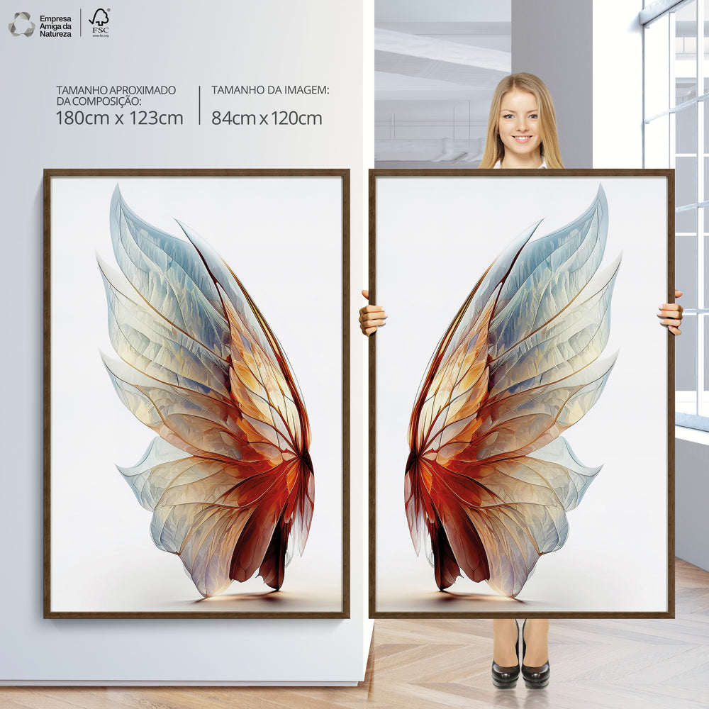 Composição De Quadros Borboleta Asas Mordena Realista