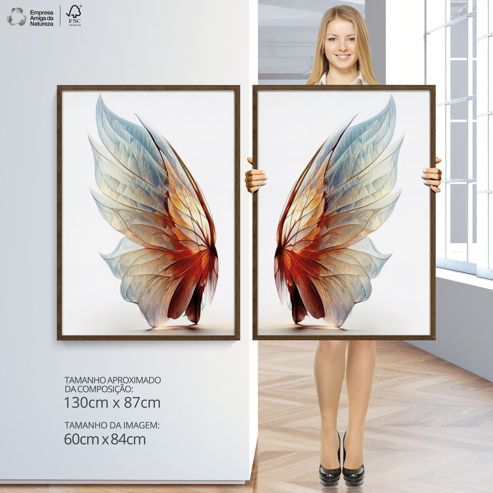 Composição De Quadros Borboleta Asas Mordena Realista