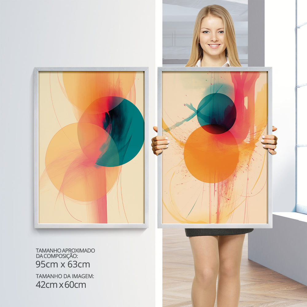 Composição de Quadros Geométricos Abstrato Moderno