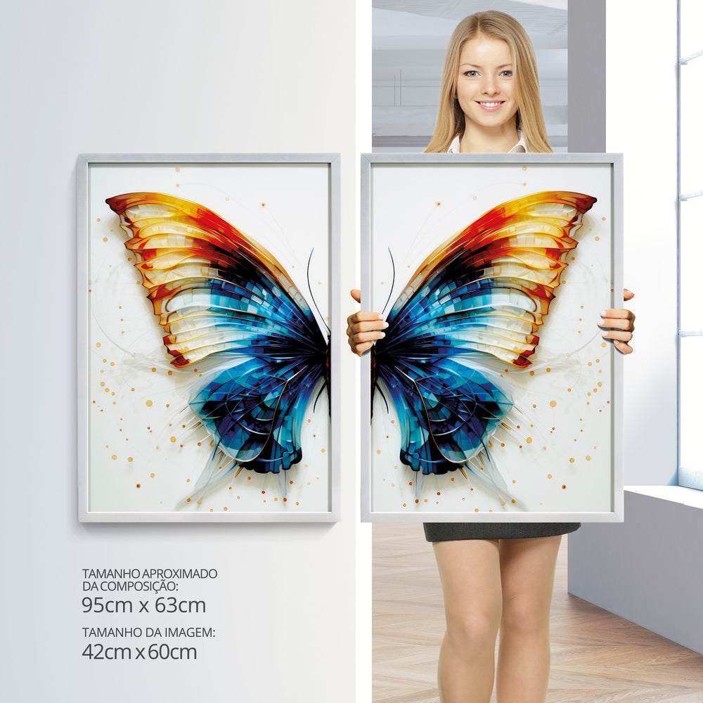 Composição De Quadros Borboleta Azul e Amarelo