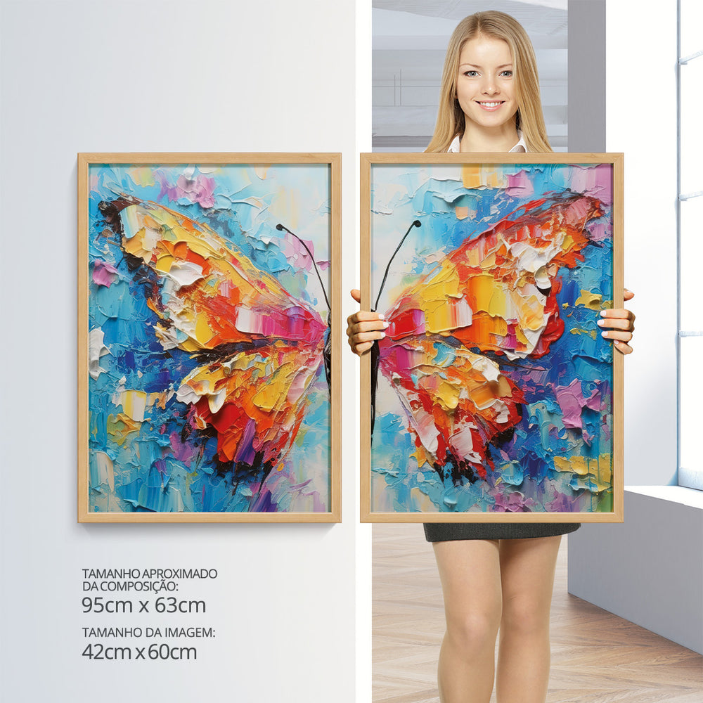 Composição de Quadros Borboleta Colorida Abstrata