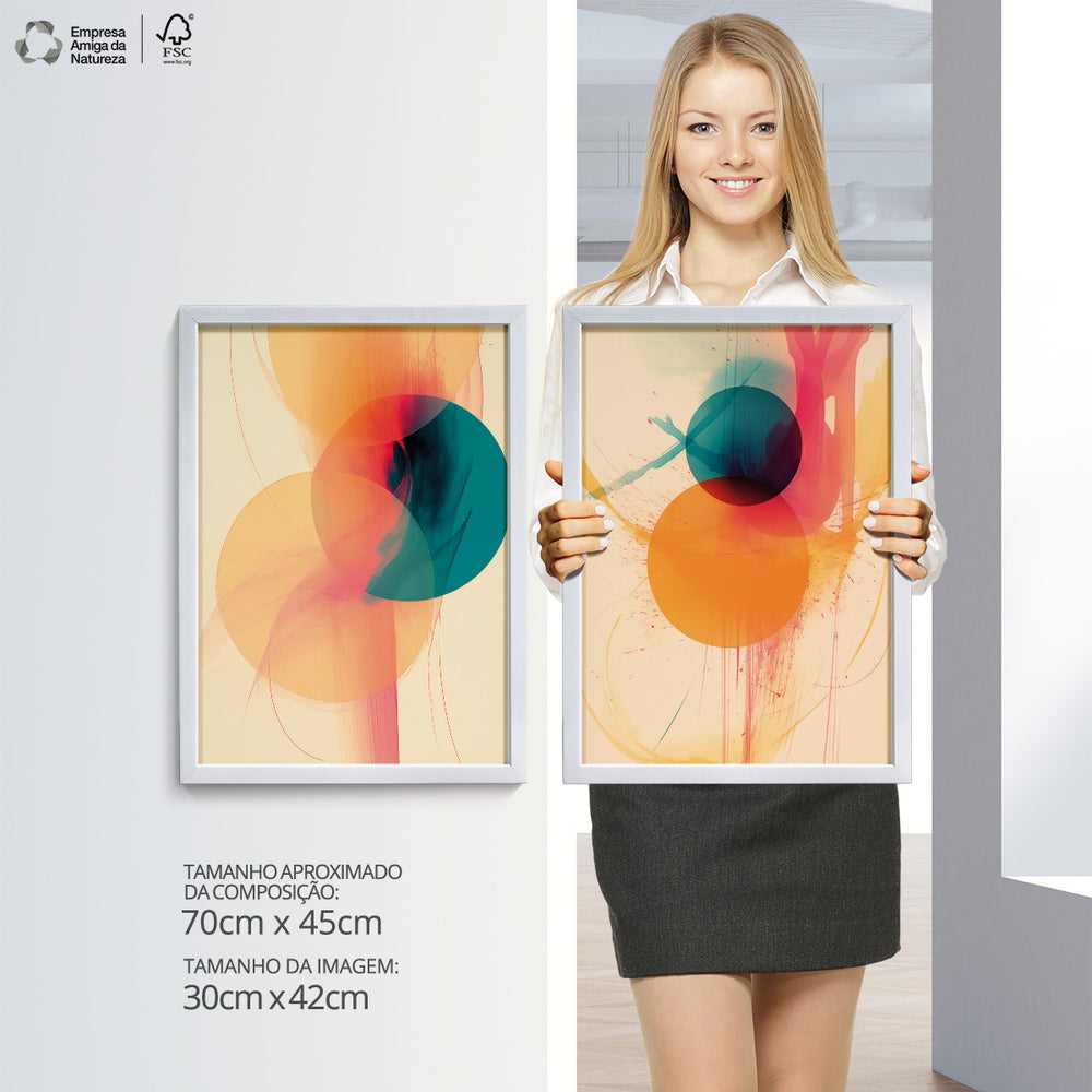 Composição de Quadros Geométricos Abstrato Moderno