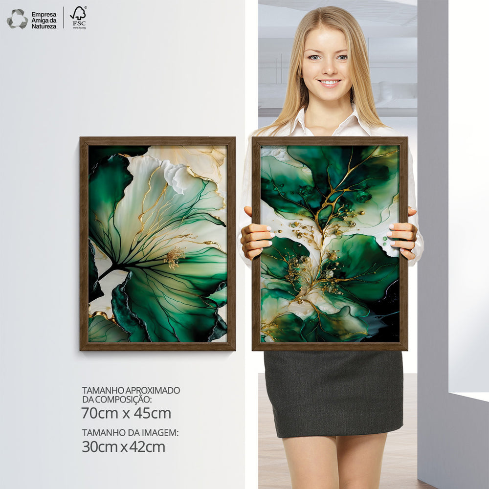 Composição de Quadros Abstrato Mármore Verde Imperial