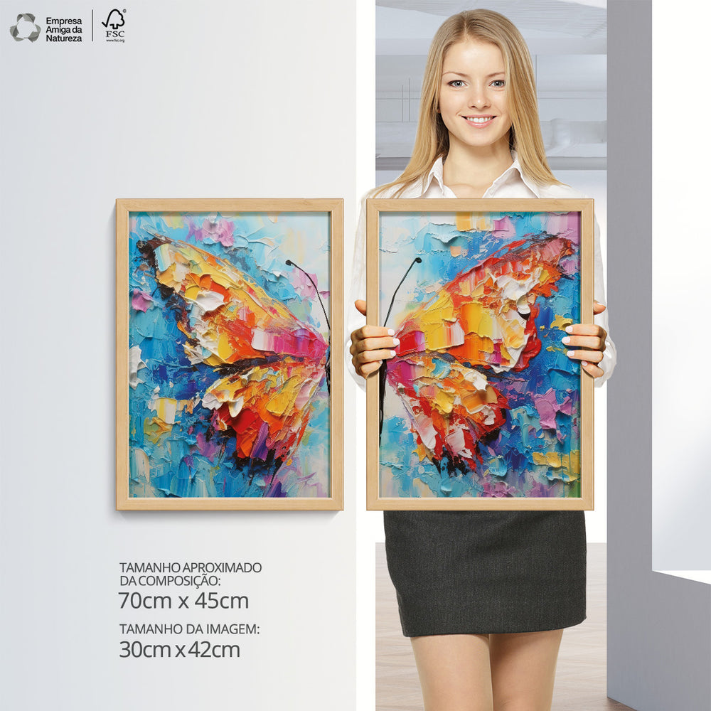 Composição de Quadros Borboleta Colorida Abstrata