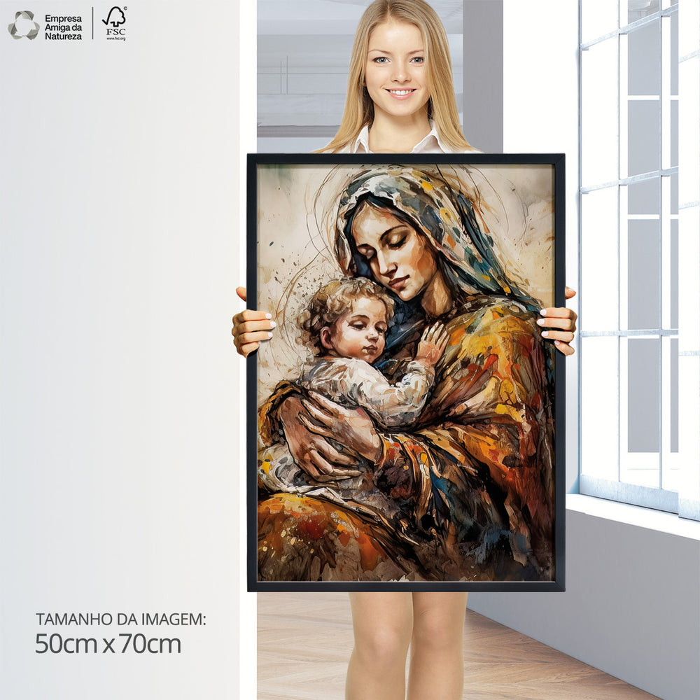 Quadro Individual Religioso Jesus e Virgem Maria