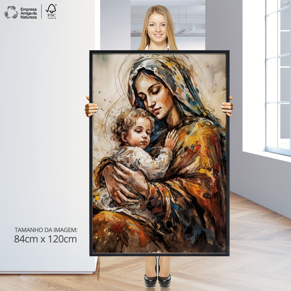 Quadro Individual Religioso Jesus e Virgem Maria