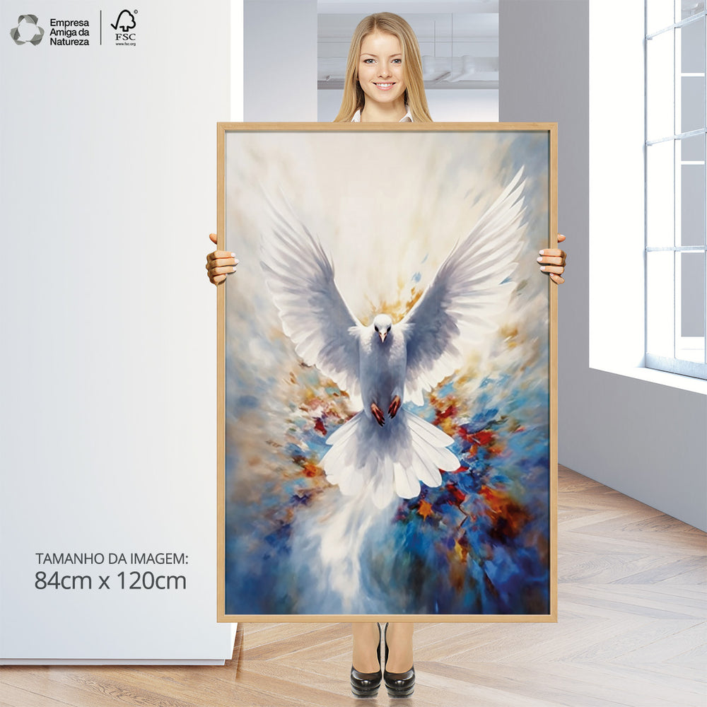Quadro Individual Religioso Espiríto Santo Aquarela
