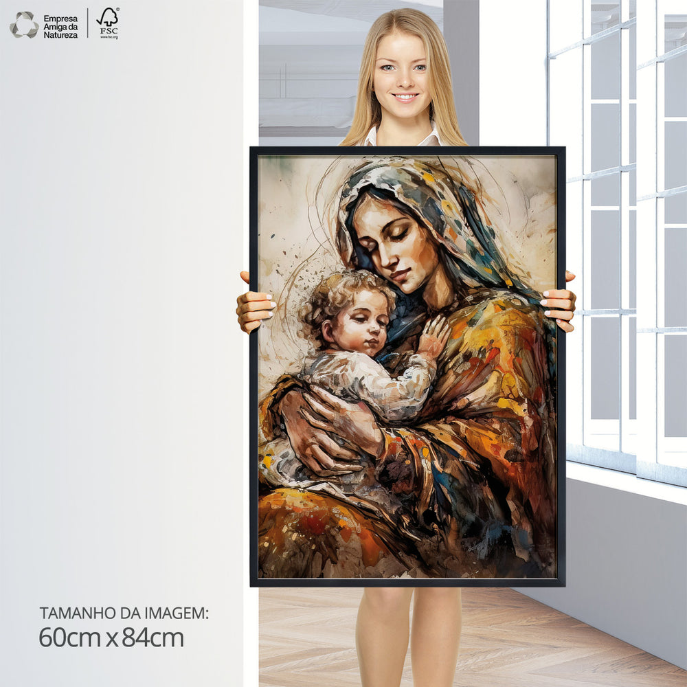 Quadro Individual Religioso Jesus e Virgem Maria