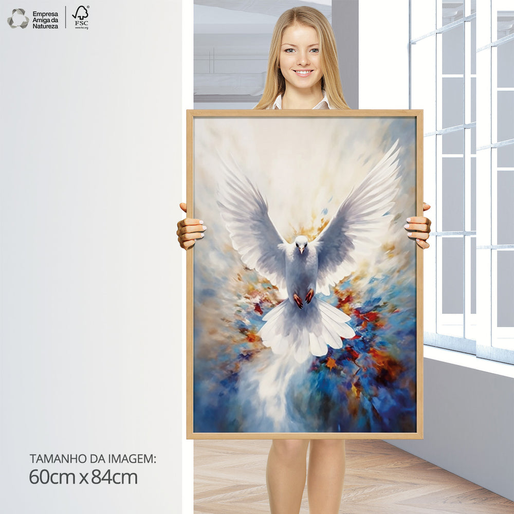Quadro Individual Religioso Espiríto Santo Aquarela