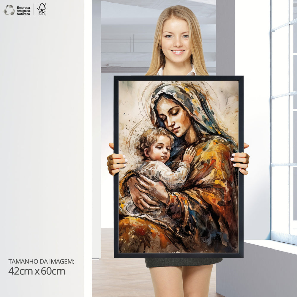 Quadro Individual Religioso Jesus e Virgem Maria