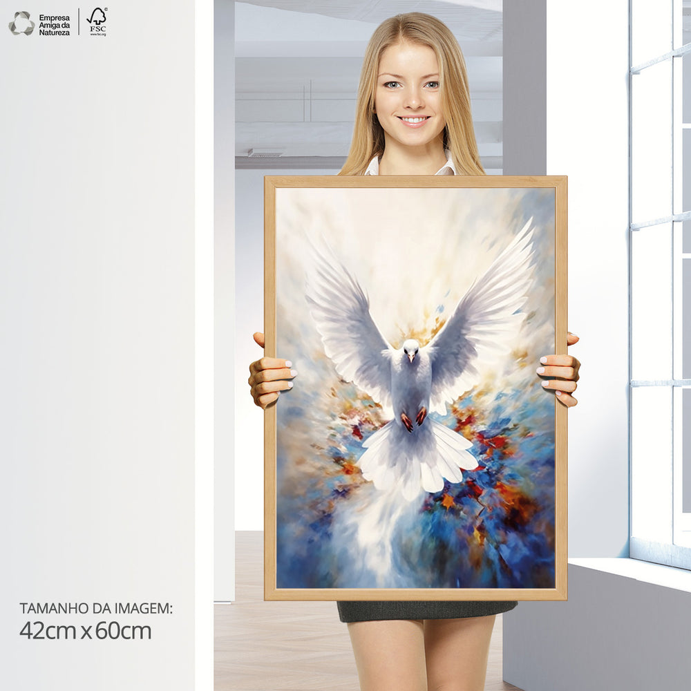 Quadro Individual Religioso Espiríto Santo Aquarela