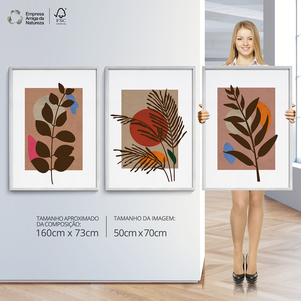 Composição de quadros Ramos Boho Terracota colors trio - 60OFF