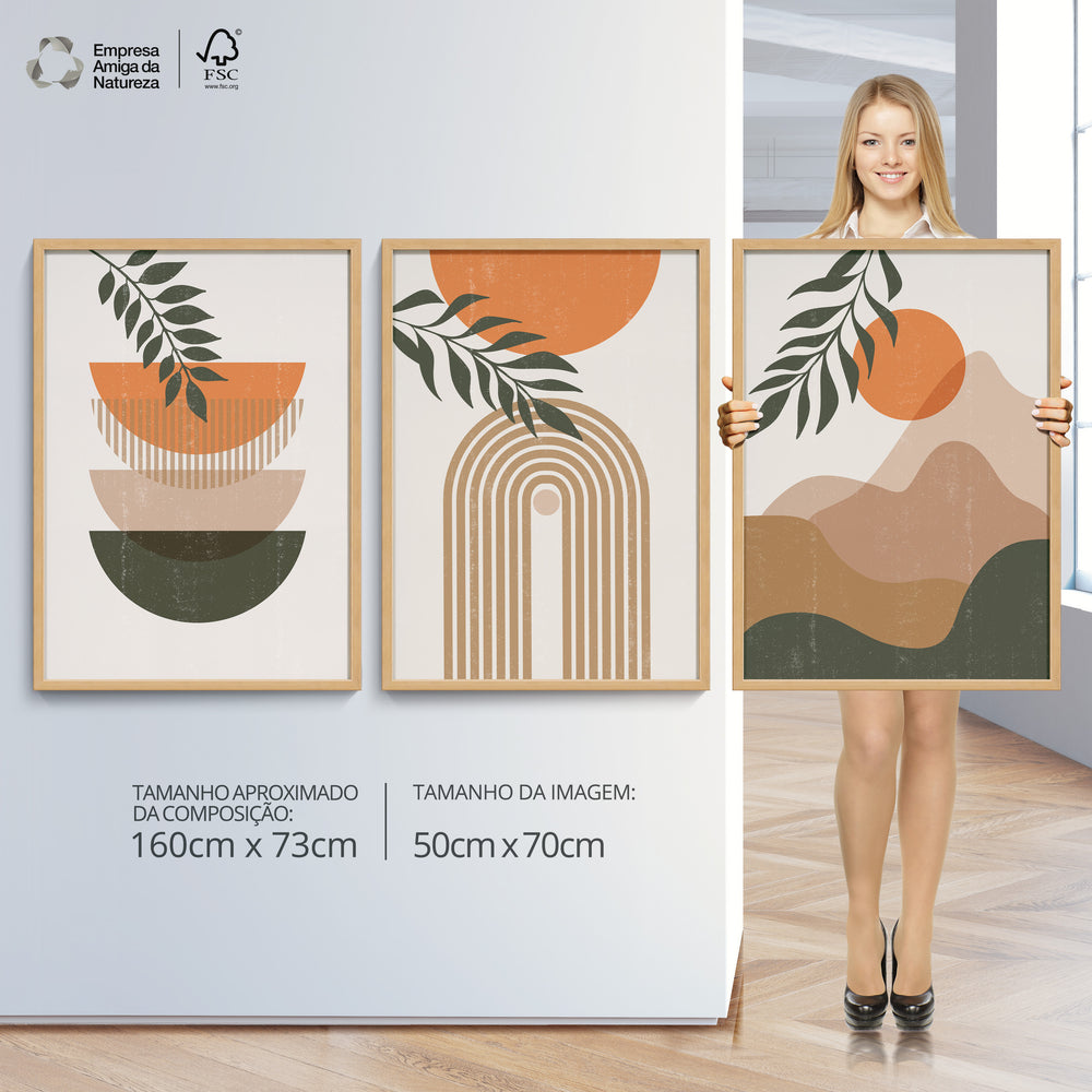 Composição de Quadros Formas Geométricas e Dunas Terracota