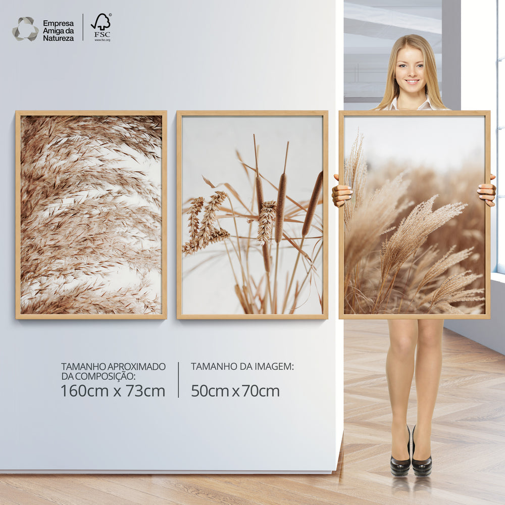 Composição de Quadros Plantação de Trigo - 60OFF