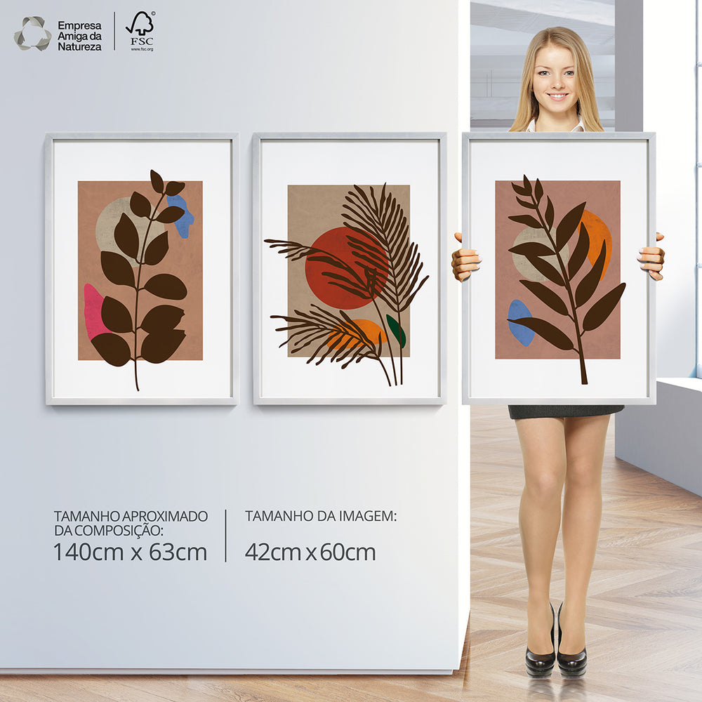 Composição de quadros Ramos Boho Terracota colors trio - 60OFF