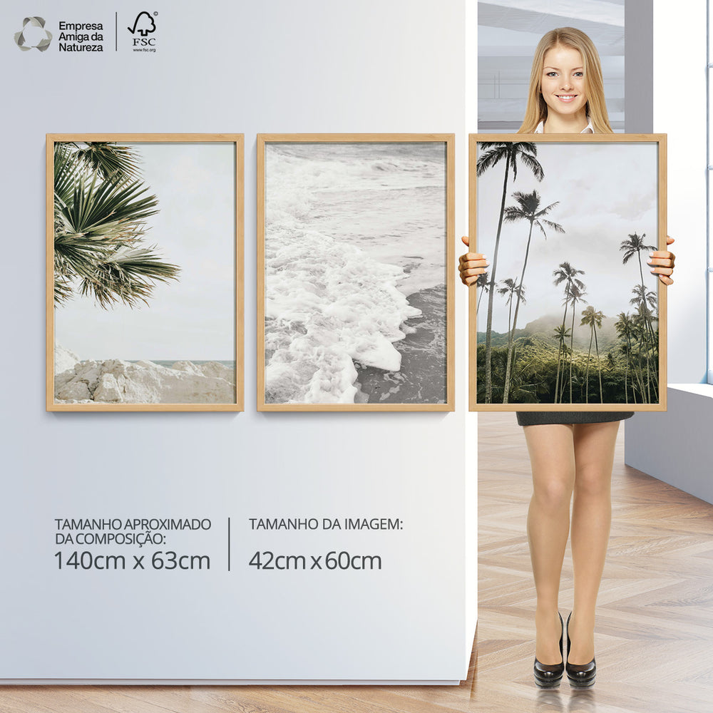 Composição De Quadros Trio Dia Na Praia - 60OFF