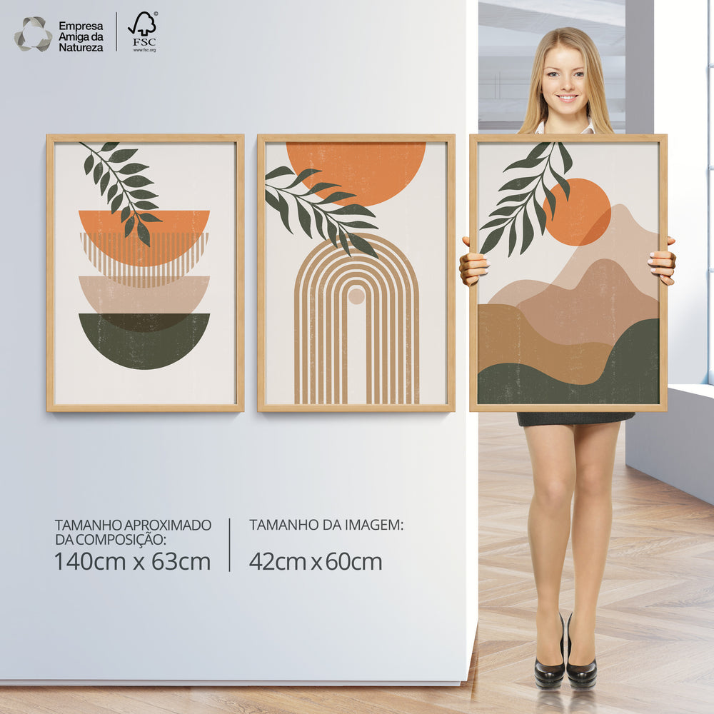 Composição de Quadros Formas Geométricas e Dunas Terracota