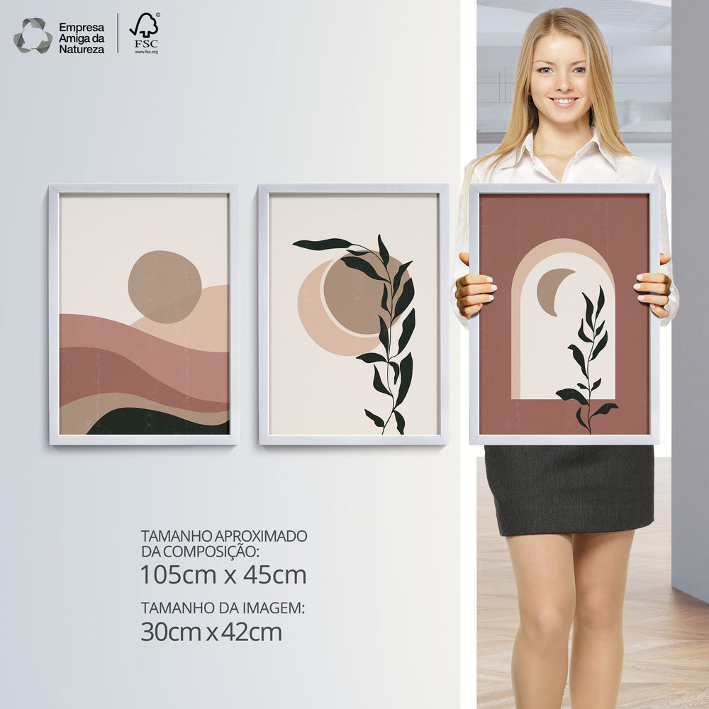 Composição de Quadros Ramos e Dunas Terracota