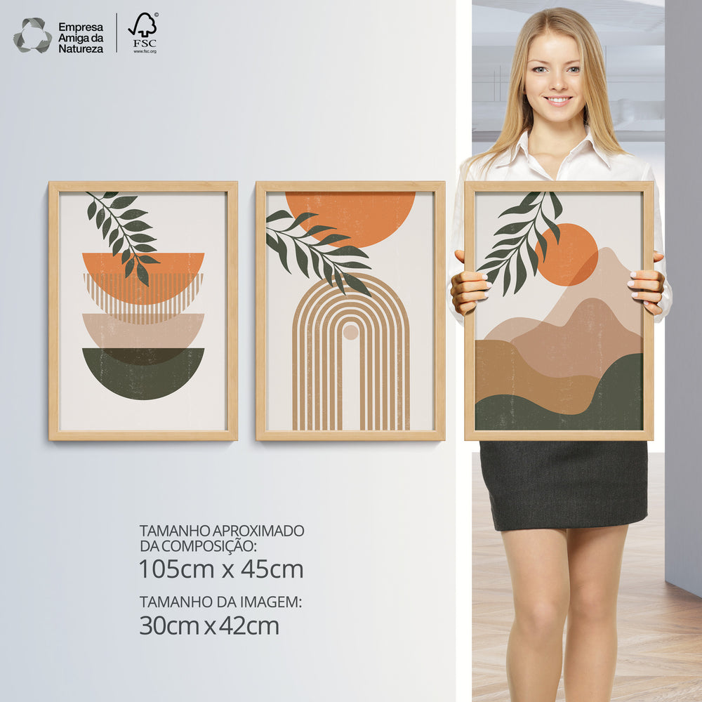 Composição de Quadros Formas Geométricas e Dunas Terracota
