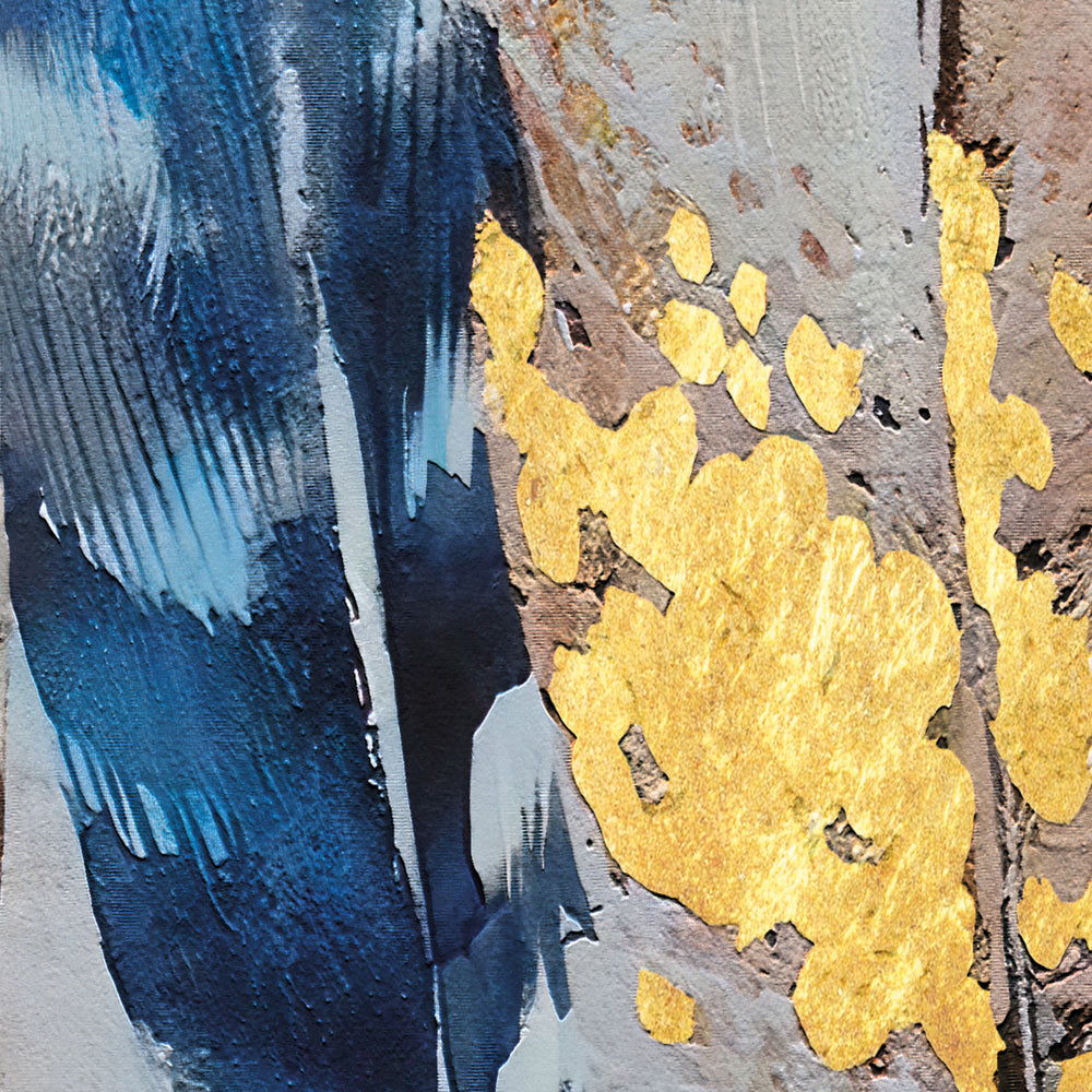 Composição de quadros Abstrato Dourado & Azul Trio - 60OFF