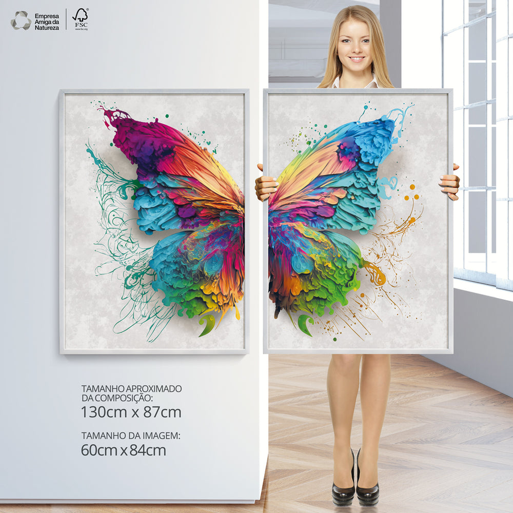 Composição De Quadros Borboleta Colorida Moderna