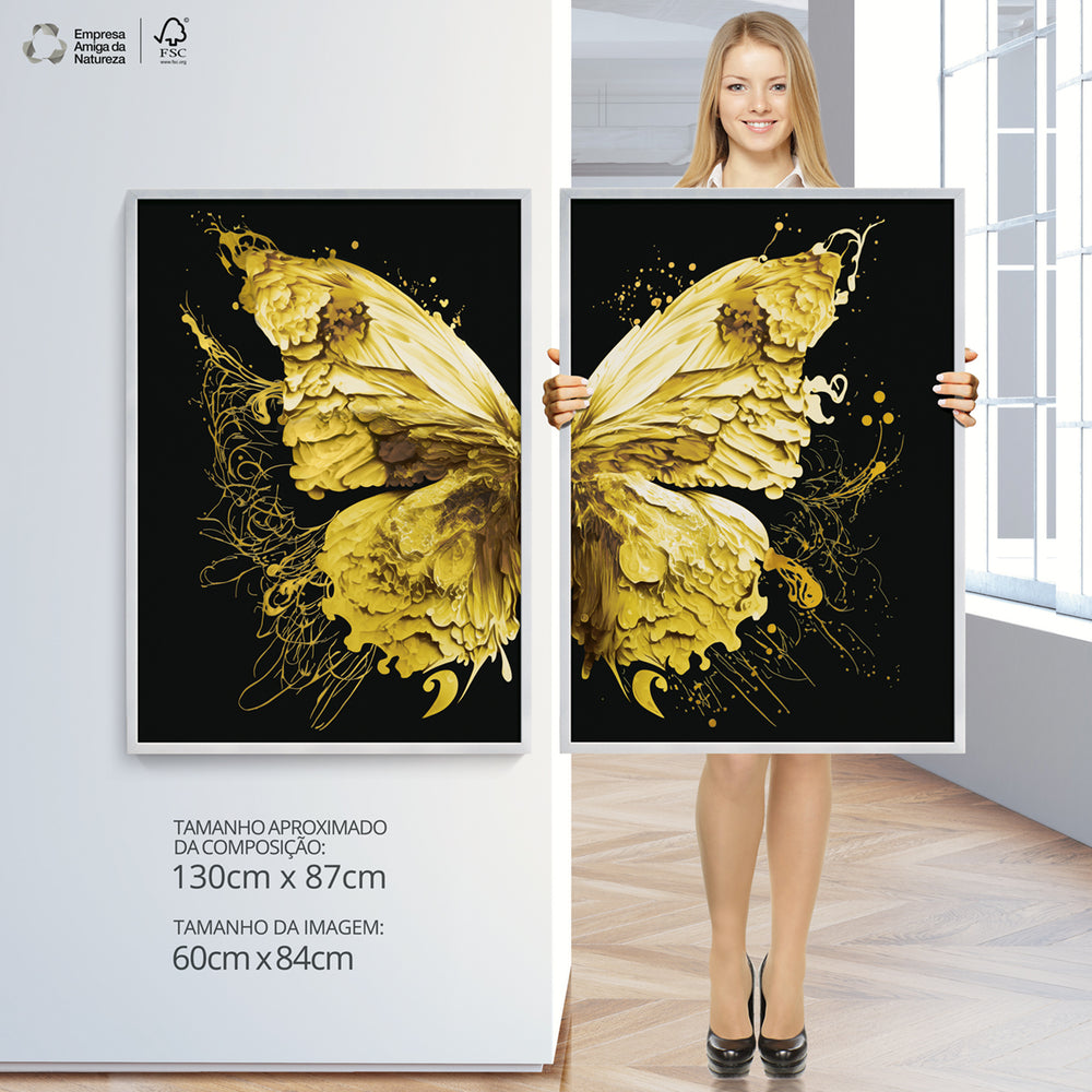 Composição De Quadros Borboleta Amarela