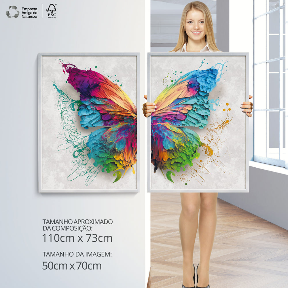 Composição De Quadros Borboleta Colorida Moderna