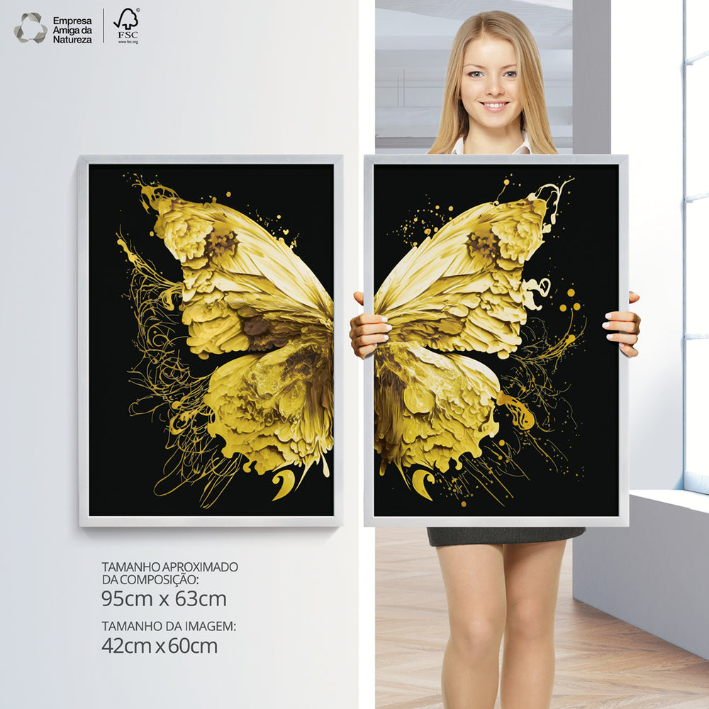 Composição De Quadros Borboleta Amarela - 60OFF