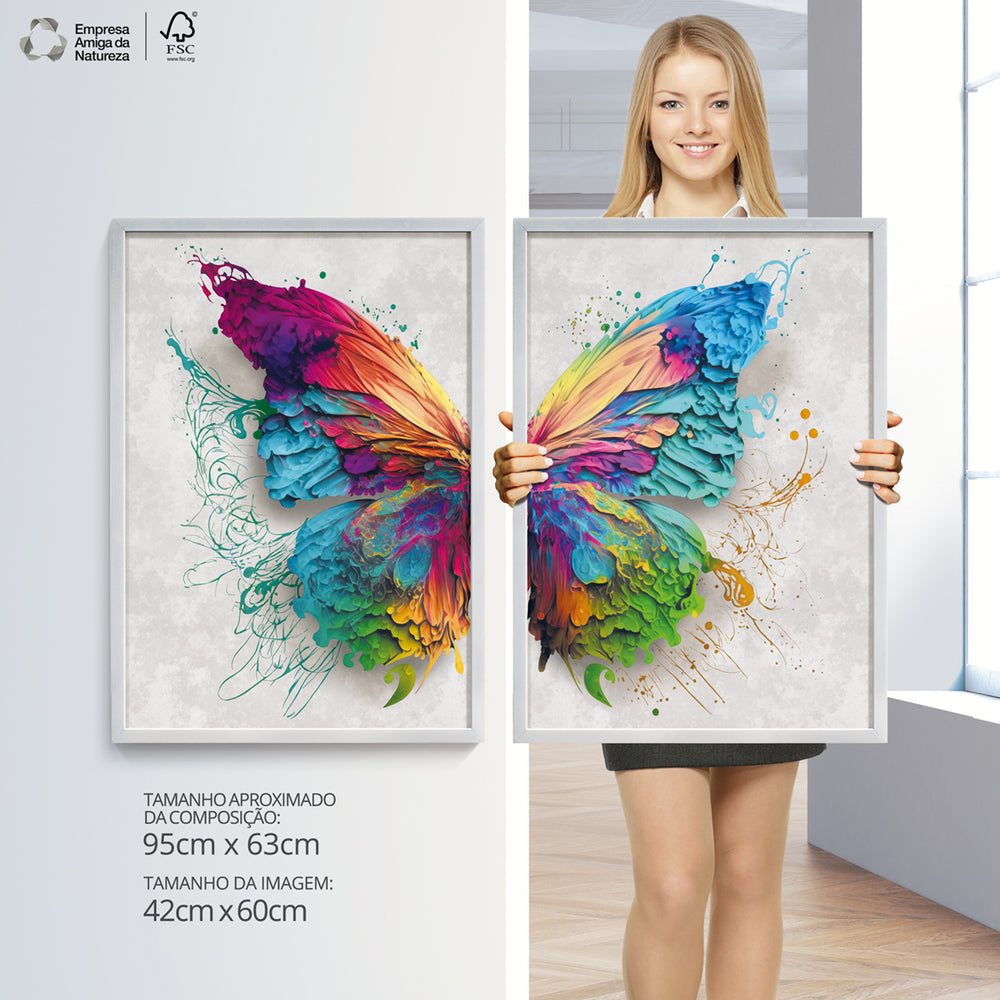 Composição De Quadros Borboleta Colorida Moderna
