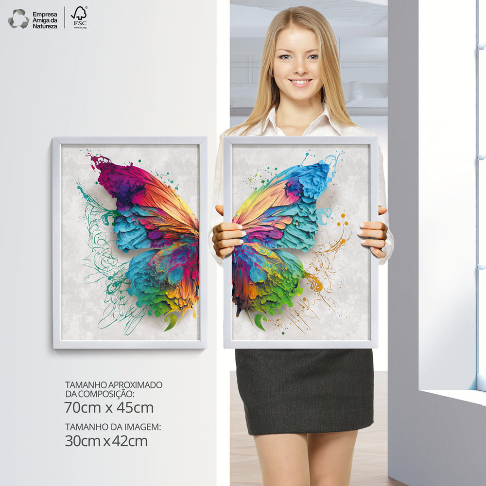 Composição De Quadros Borboleta Colorida Moderna